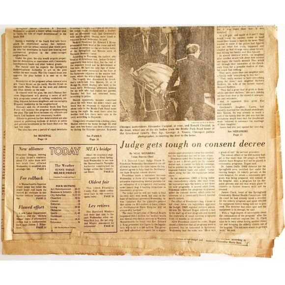 1981 Grochmal Family Murder Suicide Newspaper Morning Union Chicopee Mass DWJJ - Picture 3 of 3